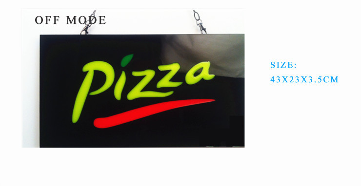 Extra Bright Φωτιζόμενη Αναλαμπών Διαφημιστική Πινακίδα Pizza - Flashing Επιγραφή LED Ταμπέλα που Αναβοσβήνει